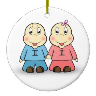 Gemini the Twins Cartoon Zodiac Hanging Ornament
