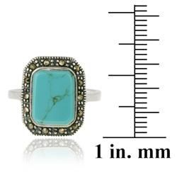 Glitzy Rocks Sterling Silver Turquoise and Marcasite Ring Glitzy Rocks Gemstone Rings