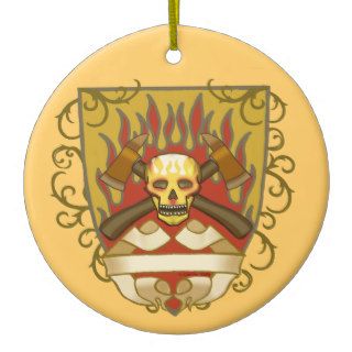 Firefighter Flames Shield Ornaments