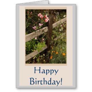 Country Flower Fence Birthday Card