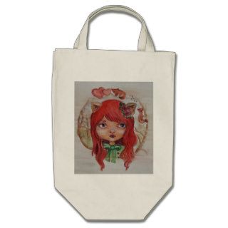 Big eyed girl rode head, fox girl, cute enchanted tote bags
