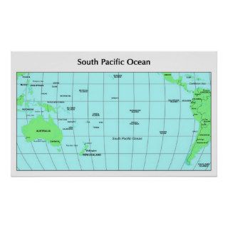 South Pacific Ocean map Print