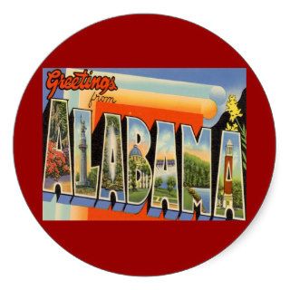Alabama AL Big Letter Vintage Postcard Stickers