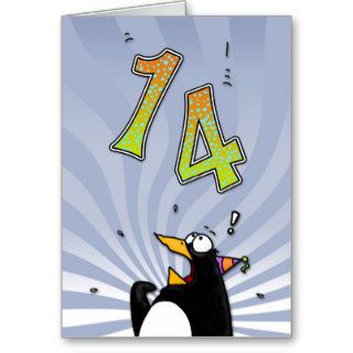 14th Birthday   Penguin Surprise Card