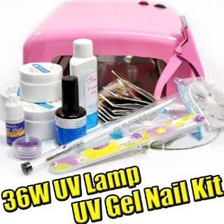 UV Gel Set with Clipper & 36W UV Lamp   Pink CODE #136/#137  Nail Art Equipment  Beauty