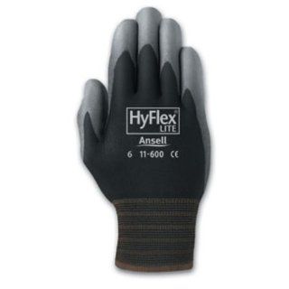 Ansell HyFlex 11 600 Nylon Polyurethane Glove, Gray Polyurethane Coating, Knit Wrist Cuff, Medium, Size 8 (Pack of 12 Pairs) Work Gloves