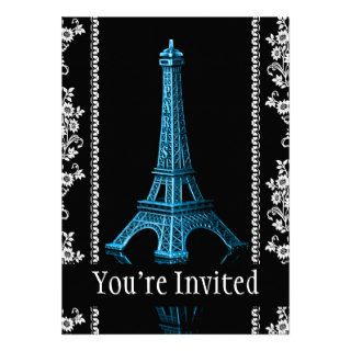 Artistic Eiffel Tower With Floral Borders Announcements