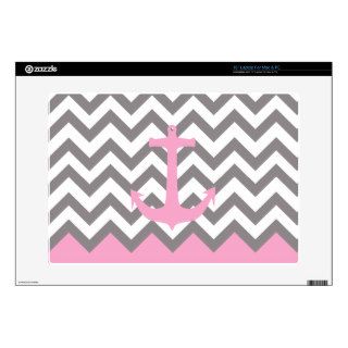 Monogram Pink Pastel Anchor Gray Chevron Pattern 15" Laptop Skins
