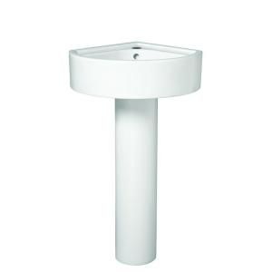Porcher Solutions Corner Pedestal Combo Bathroom Sink in White DISCONTINUED 24630 00.001