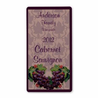 Red Wine Bottle Label with Grapes