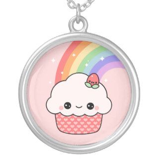 Cute Strawberry Cupcake Necklace