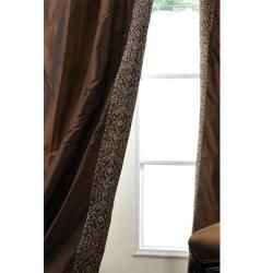 Embroidered Chocolate Polyester Silk 120 inch Curtain Panel Curtains