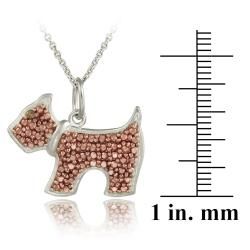 DB Designs Rose Gold over Silver Champagne Diamond Accent Dog Necklace DB Designs Diamond Necklaces