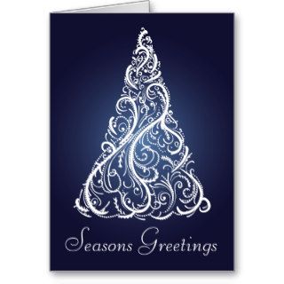 Seasons Greetings Navy Blue Christmas Tree Card