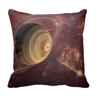 Planet, stars and Sun in Galaxy Fantasy Art Throw Pillows