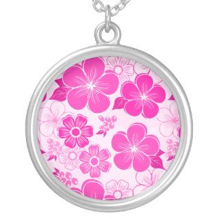 Abstract girly pink flowers pendant