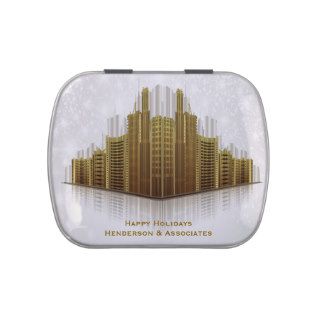 Gold Skyscrapers Holiday Jelly Belly Tin