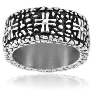 Stainless Steel Pebbles and Crosses Ring West Coast Jewelry Men's Rings