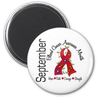 Blood Cancer Awareness Month Flower Ribbon 1 Fridge Magnets