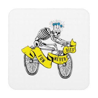 Skeleton Bicycle   Yellow Drink Coaster