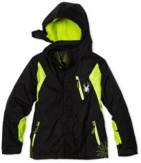Spyder Boy's Defender Jacket, Black/Black/Sharp Lime, 16  Skiing Jackets  Sports & Outdoors