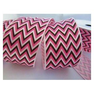 Roll of 10 yards Zig Zag Pattern 1.5" Satin Ribbon (R166 Brown/Pink)  Other Products  