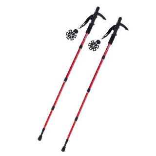 2 Pack Anti shock Walking Stick Camera Mounting Compass Retractable Red  Walking Poles  Sports & Outdoors