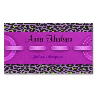 Animal Print Skin Wild Leopard Purple Black Green Business Card Templates