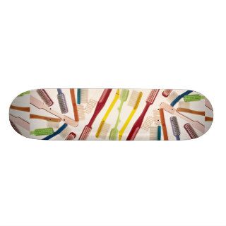 Toothbrushes in different colors and shapes custom skateboard