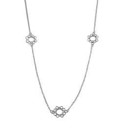Sterling Silver 18 inch Flower Station Necklace Sterling Silver Necklaces