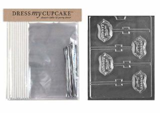 Dress My Cupcake DMCKITH168 Chocolate Candy Lollipop Packaging Kit with Mold, Halloween, Fangs Lollipop Candy Making Molds Kitchen & Dining