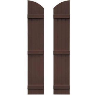 Builders Edge 14 in. x 77 in. Board N Batten Shutters Pair, Four Boards Joined with Arch Top #009 Federal Brown 090140077009