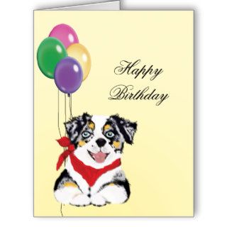 Australian Shepherd Puppy Happy Birthday Greeting Cards