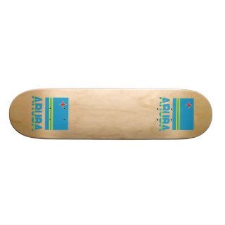 Aruba Flag and Word Skate Board Deck