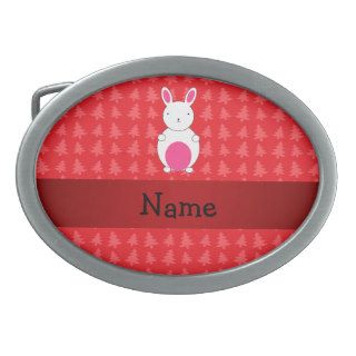 Personalized name bunny red christmas trees belt buckles