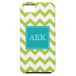Lime Green and Teal Chevron Monogram iPhone 5/5S Cases