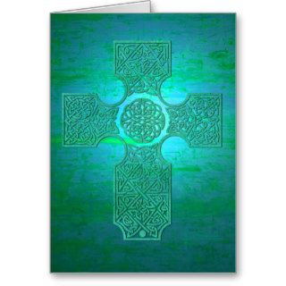 Celtic Cross Teal on Teal Greeting Card