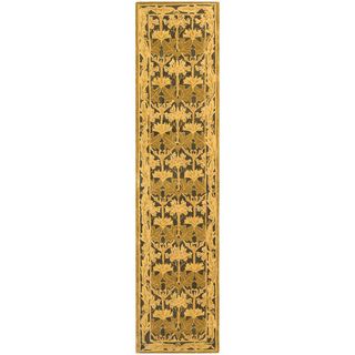 Handmade Mahal Navy/ Sage Wool Runner (2'3 x 12') Safavieh Runner Rugs