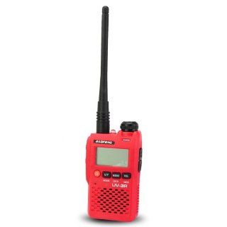 BAOFENG UV 3R VHF/UHF 136 174/400 470Mhz Dual Band Pocket Two Way Radio Walkie Talkie Red 