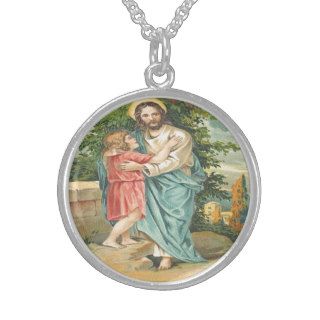 Vintage Jesus Holding Little Boy Pendants