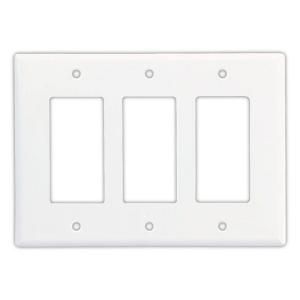 Cooper Wiring Devices 3 Gang Decorator/Rocker Polycarbonate Wall Plate   White PJ263W SP L