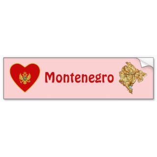Montenegro Flag Heart + Map Bumper Sticker