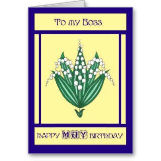 May Birthday Card, for Boss, Lilies of the Valley