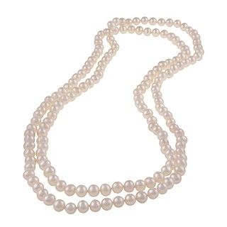 DaVonna White Freshwater Pearl 48 inch Endless Necklace (7 7.5 mm) DaVonna Pearl Necklaces