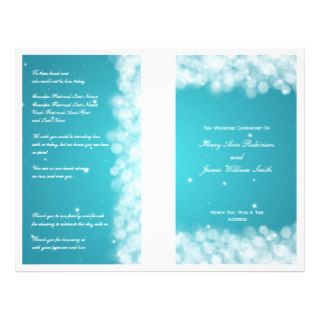 Elegant Wedding Program Party Sparkle Turquoise Flyer Design