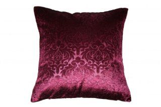 Velvet Vintage Damask Design 18" X 18" Decorative Throw Pillow   In Burgundy  