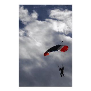 Red white and Blue Parachute with clouds Stationery Design
