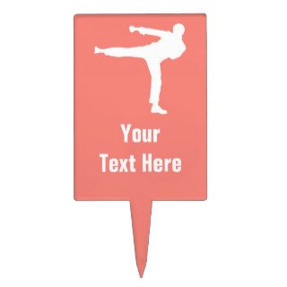 Coral Pink Martial Arts Cake Toppers