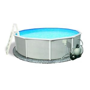 Swim Time Belize 18 ft. Round 52 in. Deep 6 in. Top Rail Metal Wall Swimming Pool Package NB3032