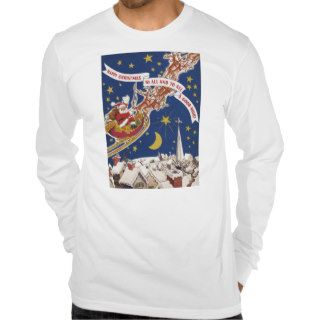 Vintage Christmas, Santa Claus Flying His Sleigh T Shirt
